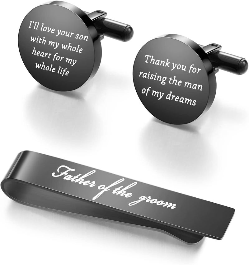 Jeka Father of The Bride and Groom Gifts - Wedding Tie Bars & Cufflinks - Keepsake Anniversary Jewelry for Men - Image 1